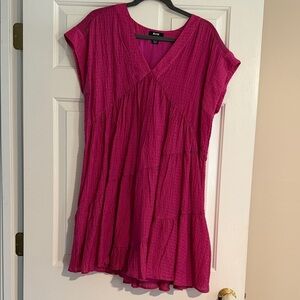 Maeve Fuchsia Tiered V‑Neck Midi Dress